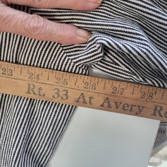 Live a Little Womens Jacket size Lg Blue/ White Stripe Denim Snap Up Pockets - Picture 5 of 9